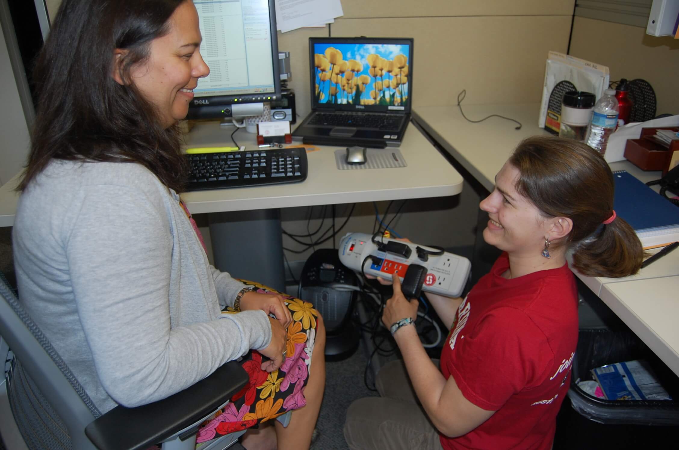 Student and professor discussing smart strip insall