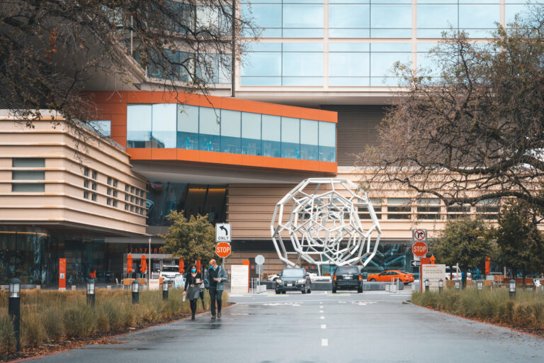 Front of the Stanford Hospital building