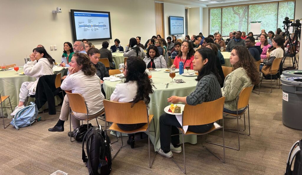 Opens gallery dialog
Students, faculty, staff, and community members gather for discussion at the Climate Action Plan Community Forum.