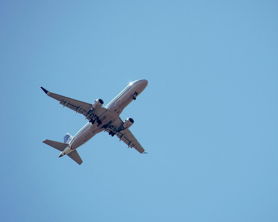 Business travel, plane in sky