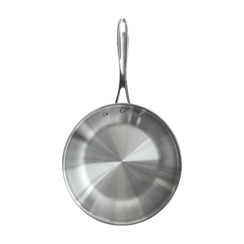 View looking down on an aluminum pan