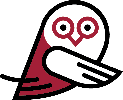 An owl pointing with his wing