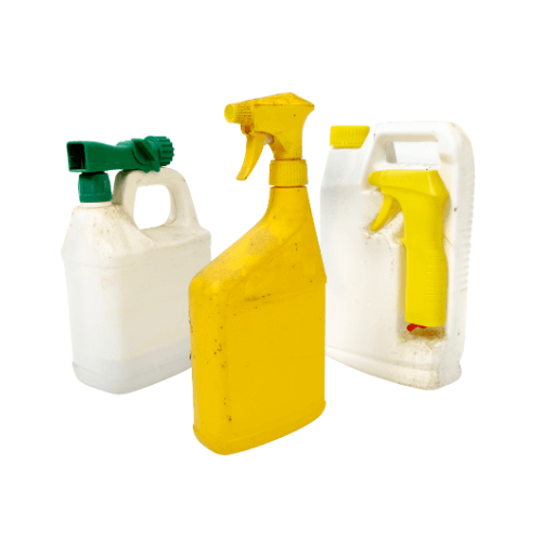 Two white and one yellow spray bottle