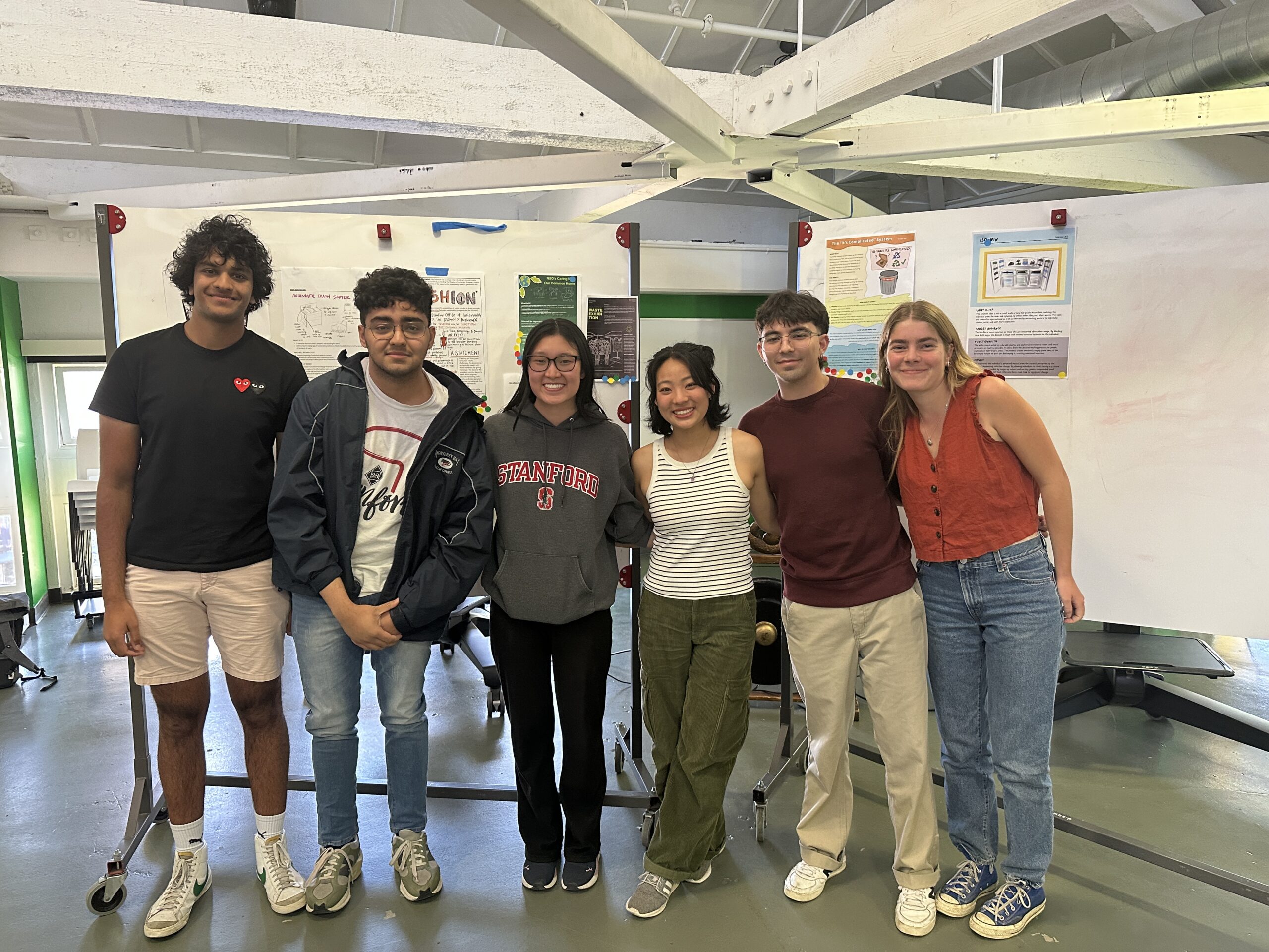 Six students in front of whiteboards at the d.school
