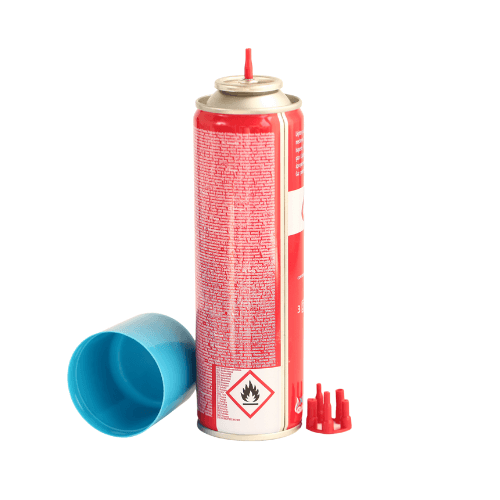 Red aerosol can of butane
